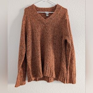 Vintage Fashion Bug Orangey V-Neck Sweater